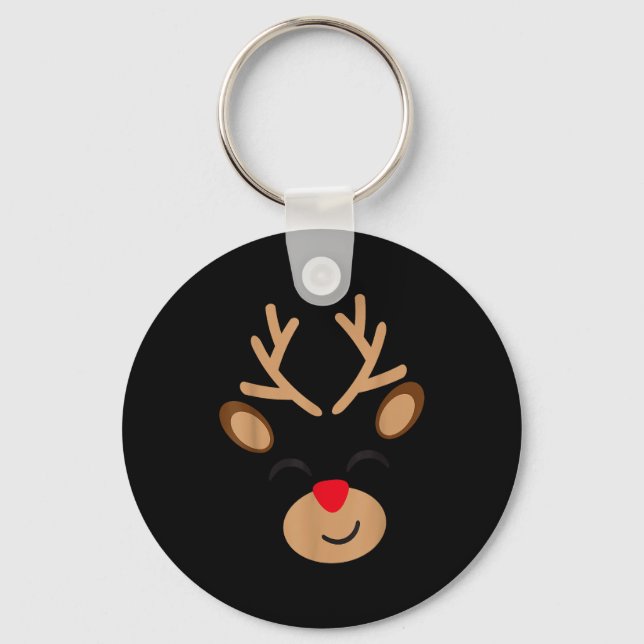 Adorable Reindeer Holiday Graphic - Festive Christ Keychain (Front)