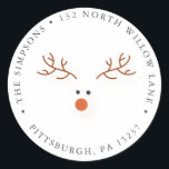 Adorable Reindeer Return Address Classic Round Sticker<br><div class="desc">Dress up your cards and invitations with these adorable return address stickers. Featuring a cute reindeer. Customize with your address.</div>