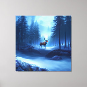 Adorable Reindeer Winter Wonderland Holiday  Canvas Print