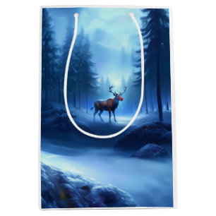 Adorable Reindeer Winter Wonderland Holiday Medium Gift Bag