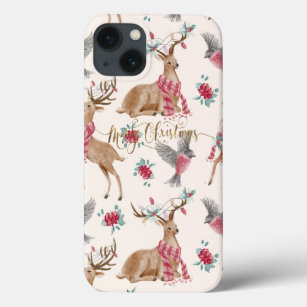 Adorable Reindeers, Birds, Flowers    iPhone 13 Case