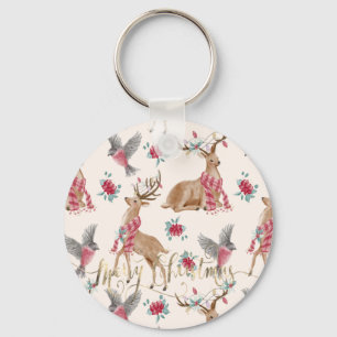 Adorable Reindeers,Birds,Flowers  Keychain