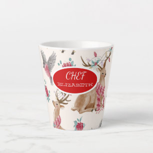 Adorable Reindeers, Birds, Flowers Latte Mug