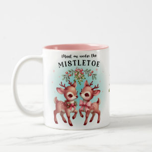 Adorable renne férié mistletog mug