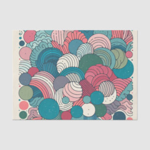 Adorable retro abstract pattern Circle and lines Tissue Paper