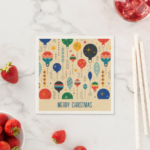 Adorable retro pattern Ornaments Merry Christmas Napkin