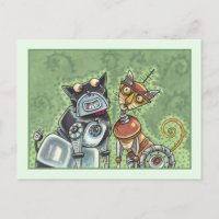 ADORABLE ROBOT BULLDOG AND FELINE FRIEND Funny
