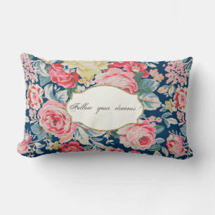 Adorable Romantic Flowers -Motivational Message Lumbar Pillow