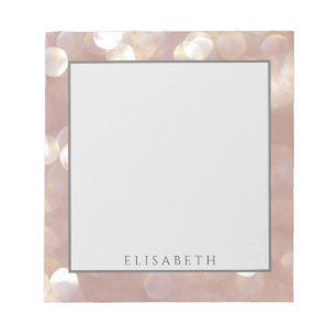 Adorable rose gold bokeh modern personalized notepad