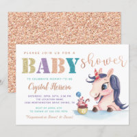 Adorable Rose Gold Glitter Unicorn Baby Shower