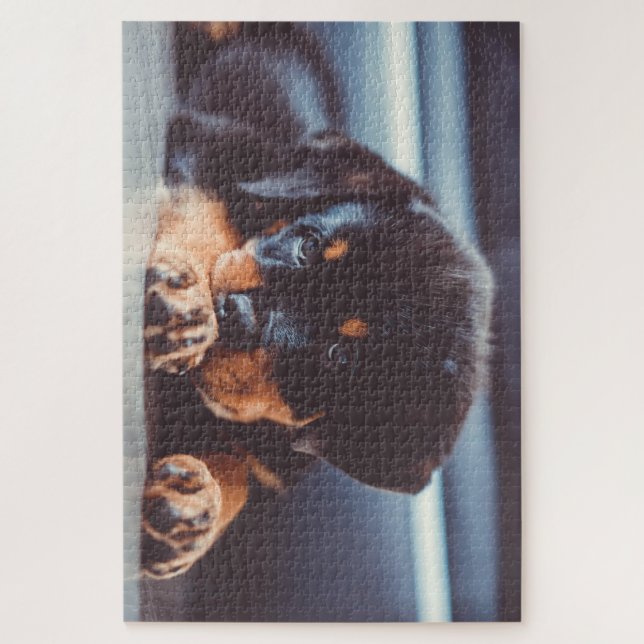 Adorable Rottweiler Puppy Dog Resting Jigsaw Puzzle (Vertical)