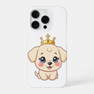 Adorable Royal Puppy with Golden Crown Cute Kawa iPhone 16 Pro Case