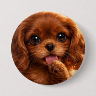 Adorable Ruby Cavalier Spaniel 3 Inch Round Button