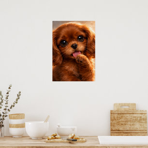 Adorable Ruby Cavalier Spaniel Poster