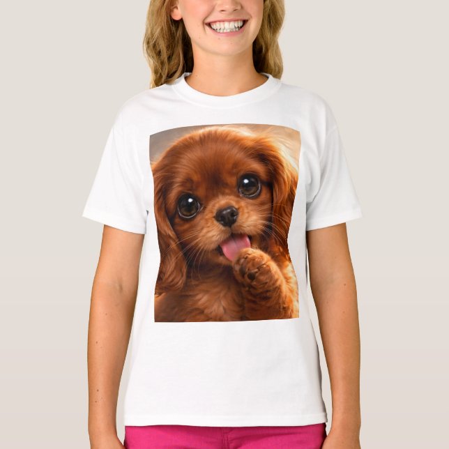 Adorable Ruby Cavalier Spaniel T-Shirt (Front)