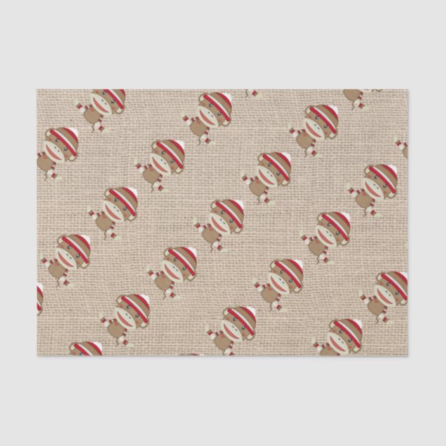Adorable Rustic Custom Sock Monkey Party Tissue Paper (Front)
