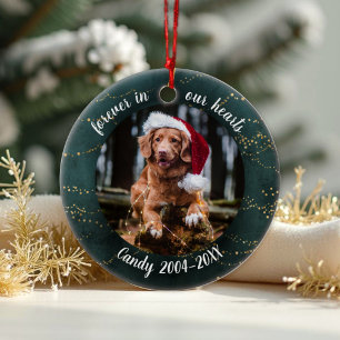 Adorable Rustic Pet Memorial Custom Photo Ceramic  Ornament