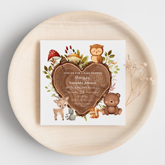 Adorable rustic  Woodland Animals Baby Shower  Invitation (Creator Uploaded)