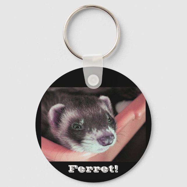 Adorable Sable Ferret Photo Keychain (Front)