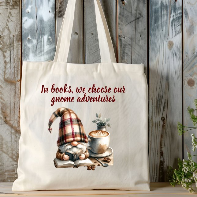 Adorable Sac fourre-tout cadeau Gnome Aquarelle De (In books, we choose out gnome adventures tote bag)