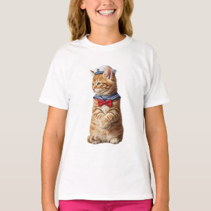 Adorable Sailor Cat Orange Tabby Kitten Kids T-Shirt