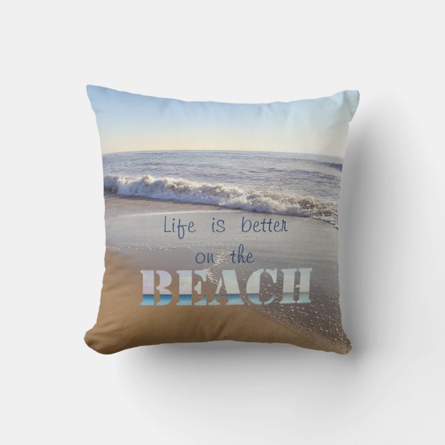 Adorable Sand, Ocean ,Sky, Beach Throw Pillow (Front)