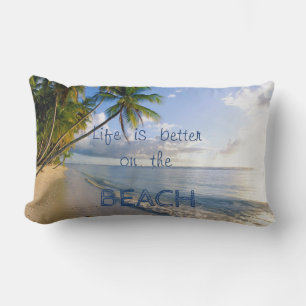 Adorable Sand,Sea,Sky,Beach,Palm Lumbar Pillow