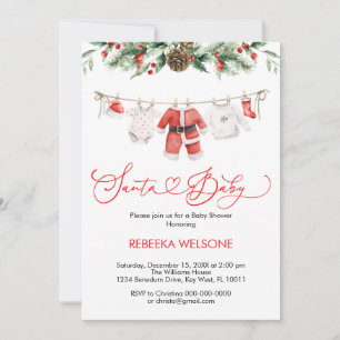 Adorable santa baby christmas baby shower  invitation