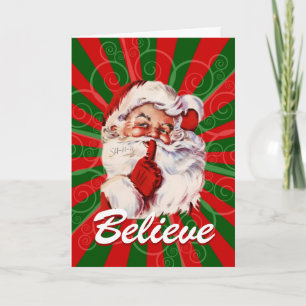 Adorable Santa Believe Christmas Custom Holiday Card