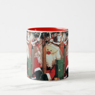**ADORABLE SANTA CLAUS** CHRISTMAS Two-Tone COFFEE MUG