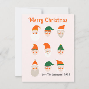 Adorable Santa Claus Pattern  Holiday Card