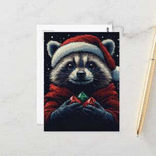 Adorable Santa Raccoon Postcard