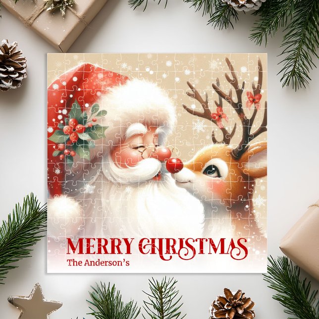 Adorable Santa Rudolph Personalized Holiday Puzzle (Adorable Santa Rudolph Personalized Holiday Puzzle)
