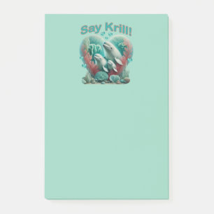 Adorable "Say Krill" Whale Family Portrait Post-it Notes