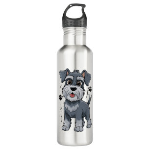 Adorable Schnauzer Pup Illustration With Big Eyes 710 Ml Water Bottle