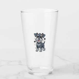 Adorable Schnauzer Pup Illustration With Big Eyes Glass