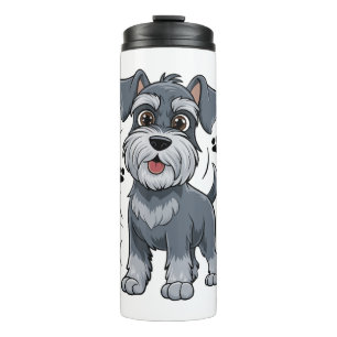 Adorable Schnauzer Pup Illustration With Big Eyes Thermal Tumbler