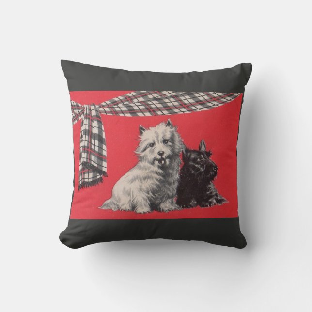 adorable Scottish terriers print Throw Pillow (Front)