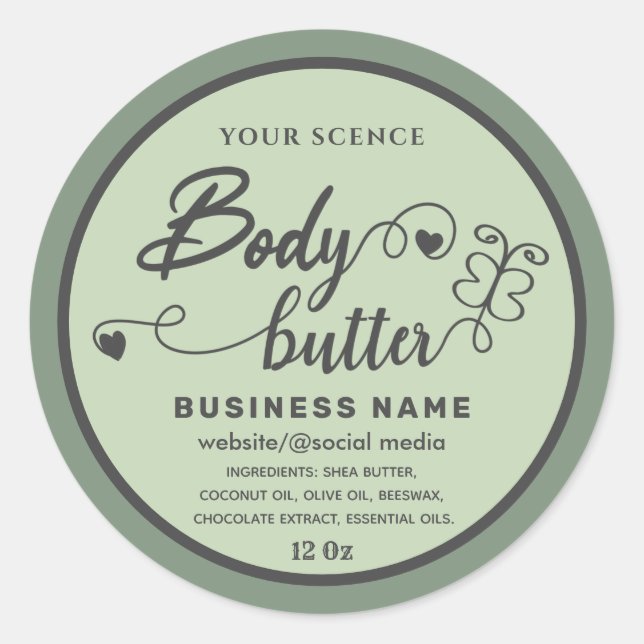 Adorable script butterfly body butter label (Front)
