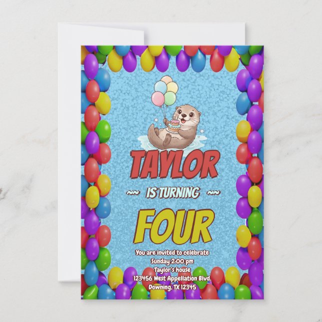 Adorable Sea Otter Birthday Invite (Front)
