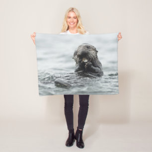 Adorable Sea Otter Fleece Blanket