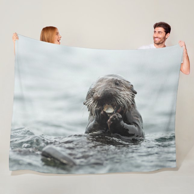 Adorable Sea Otter Fleece Blanket (In Situ)