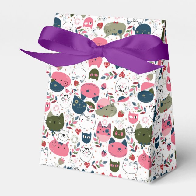 Adorable seamless cat head pattern Favour Box (Front Side)
