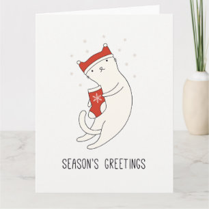 Adorable Seasons Greetings Cat Card