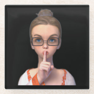 Adorable Shush Coaster: Perfect for Librarians Glass Coaster