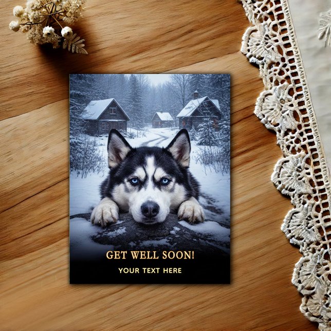 Adorable Siberian Husky Get Well  Postcard (Creator Uploaded)