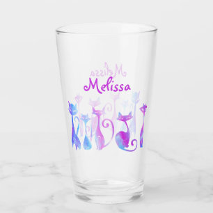 Adorable Silhouettes Of Cats Glass