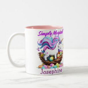 Adorable Simply Magical Unicorn Personalized Two-Tone Coffee Mug