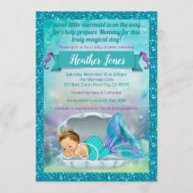 Adorable Sirène Baby Shower Invitations 130 Lumièr
