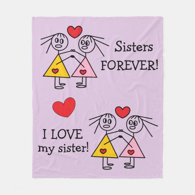 Adorable Sisters Design Fleece Blanket (Front)